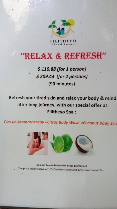 Preisliste SPA Filitheyo Island Resort