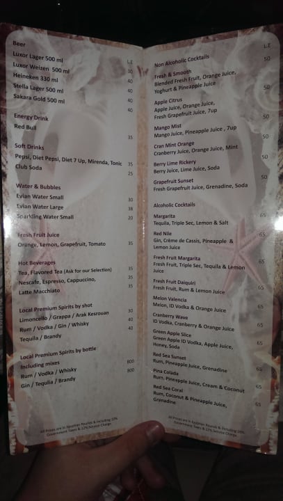 Preisliste der "Extras" Grand Makadi