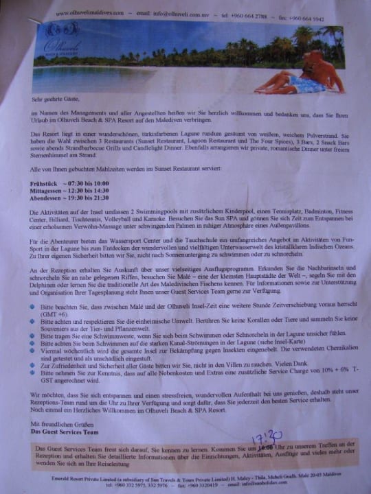 Infoblatt Sun Siyam Olhuveli