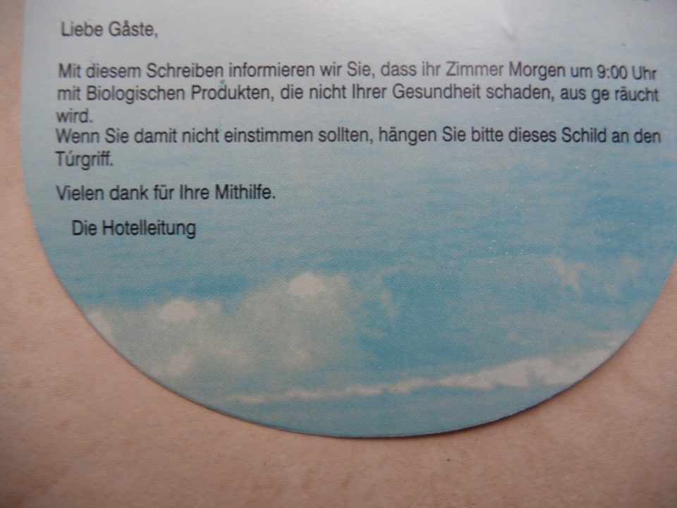 Hinweis auf dem Zimmer Dreams La Romana Resort & Spa