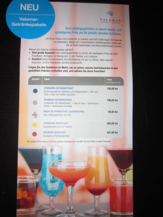 Getränkepaket - nicht rentabel Valamar Sanfior Hotel & Casa