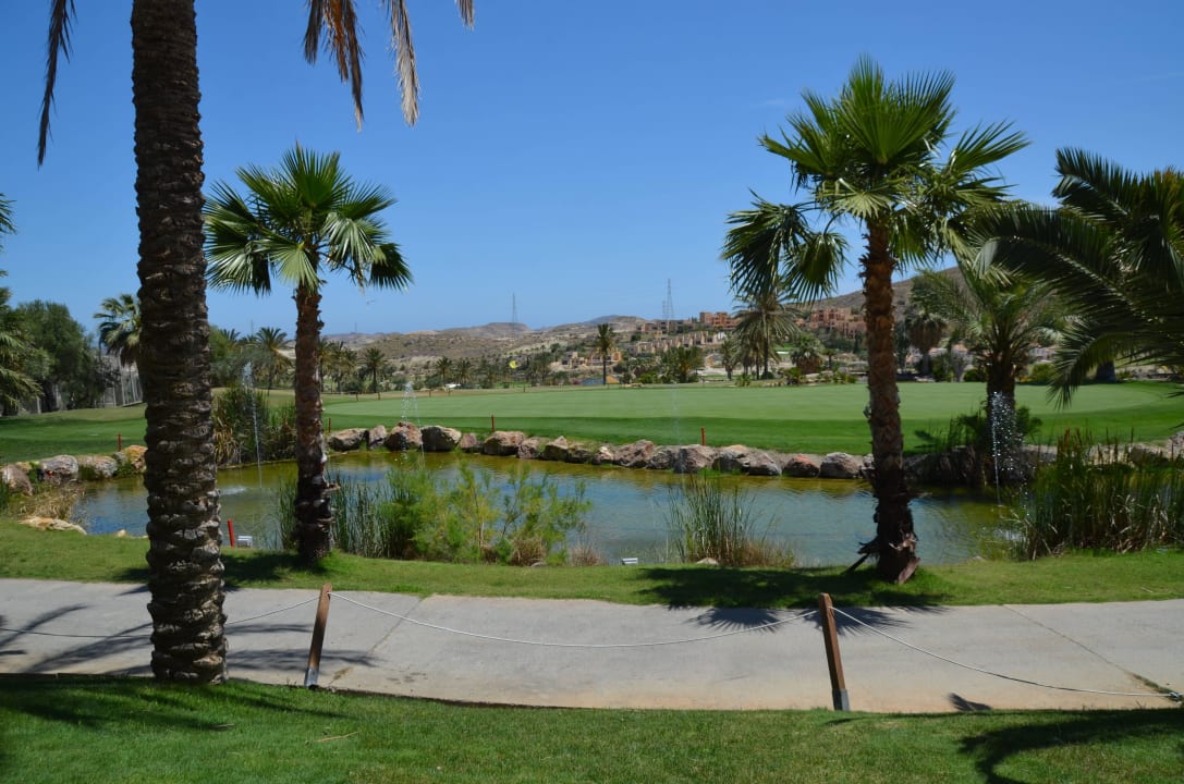 Loch 18 von der Hotelterrasse aus Hotel Valle del Este Golf Spa