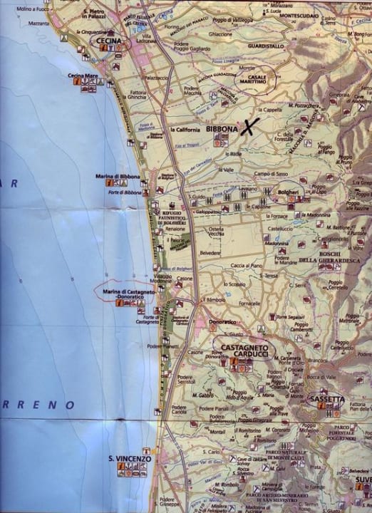 Lage von Poggio Cornetto bei Bibbona in der Toscana Apartments Poggio Cornetto