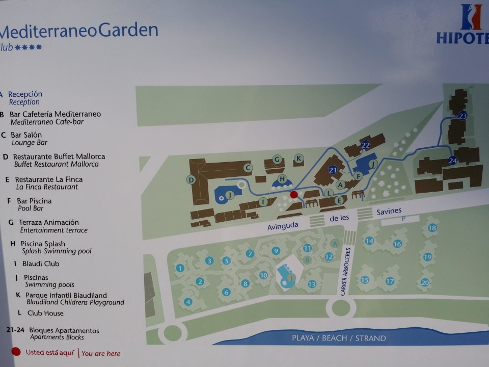 Hotellagekarte Hipotels Mediterraneo Club