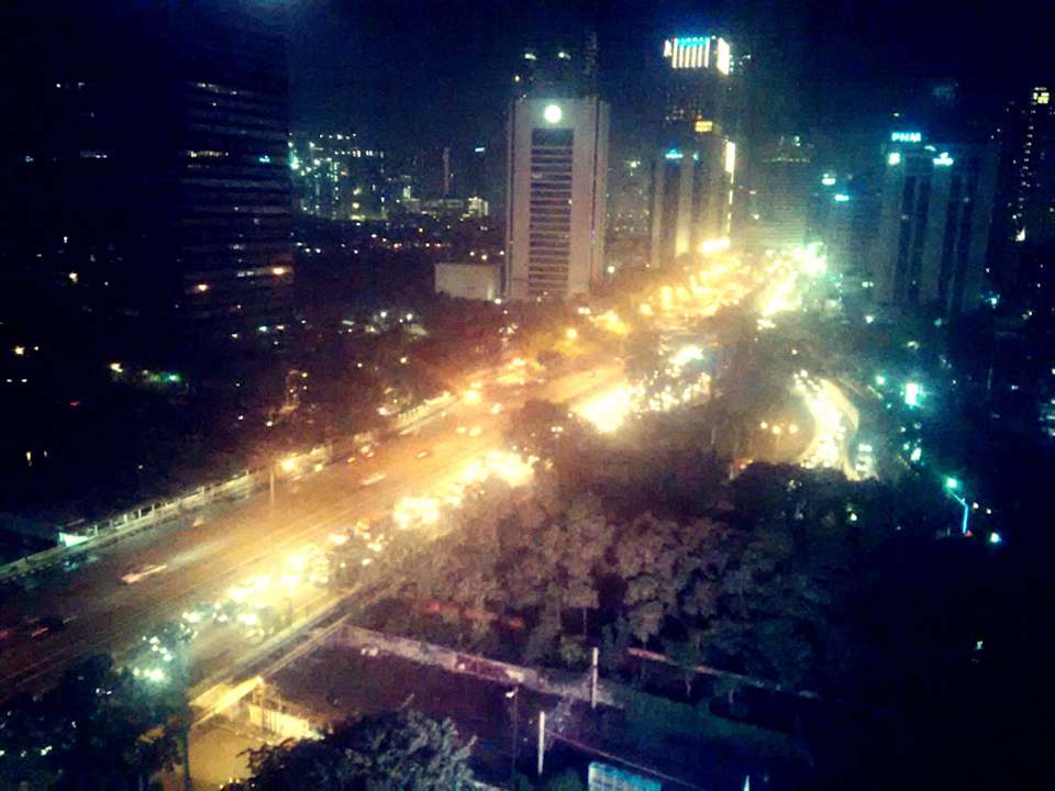 Jakarta at night from one of Sky Loft corner All Seasons Hotel Jakarta Thamrin