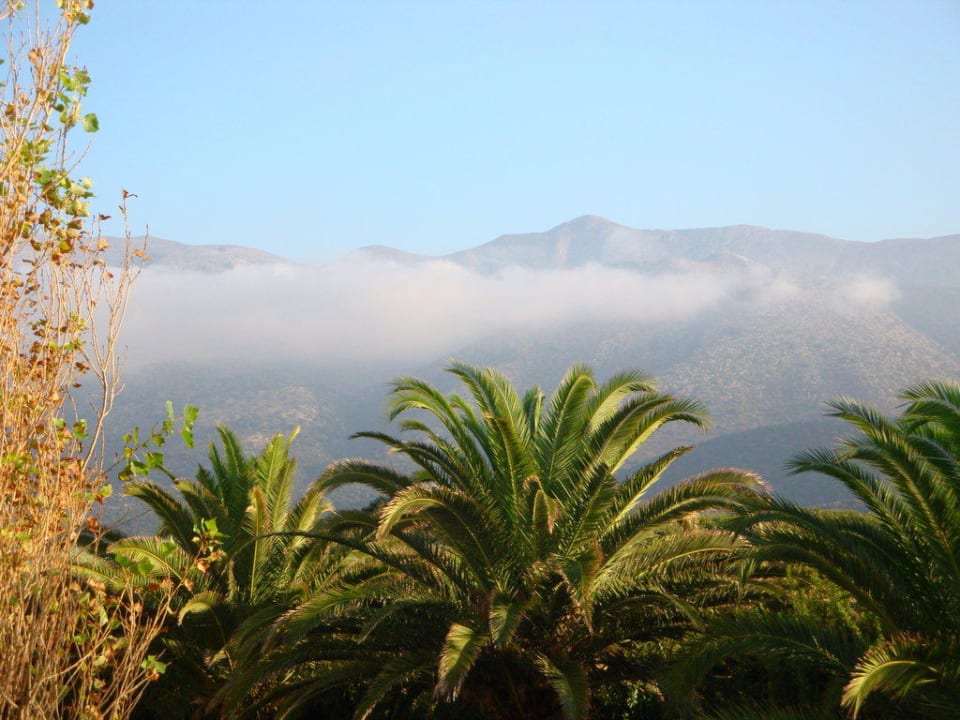 Widok z pokoju o poranku Grecotel Meli Palace