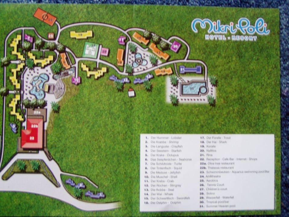 Beschreibung zum Übersichtsplan des Hotelkomplexes Atlantica Mikri Poli Rhodes