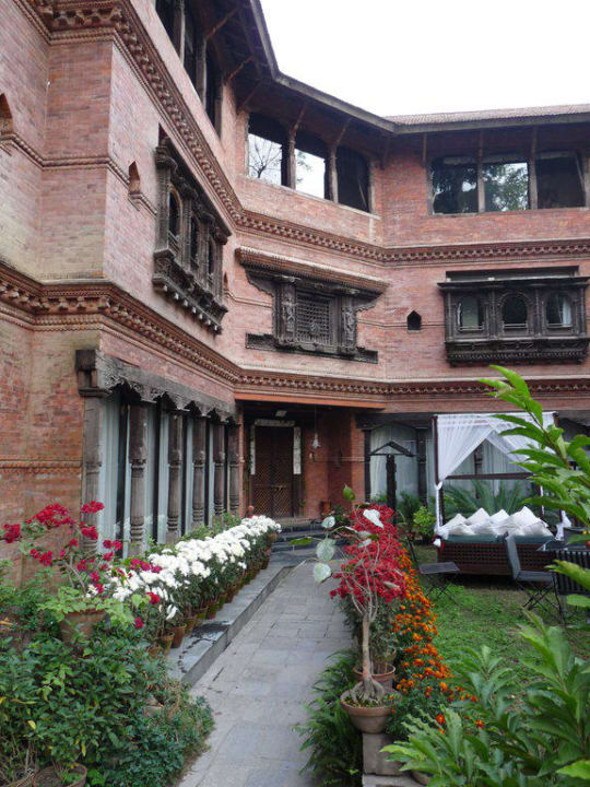 Blick in den Garten Dwarikas Hotel