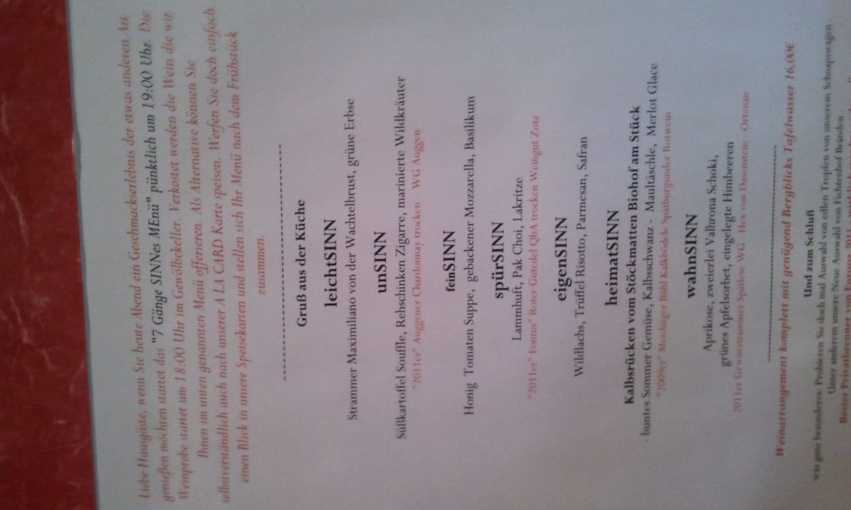 Galadinner Hotel Landgasthof Bergblick