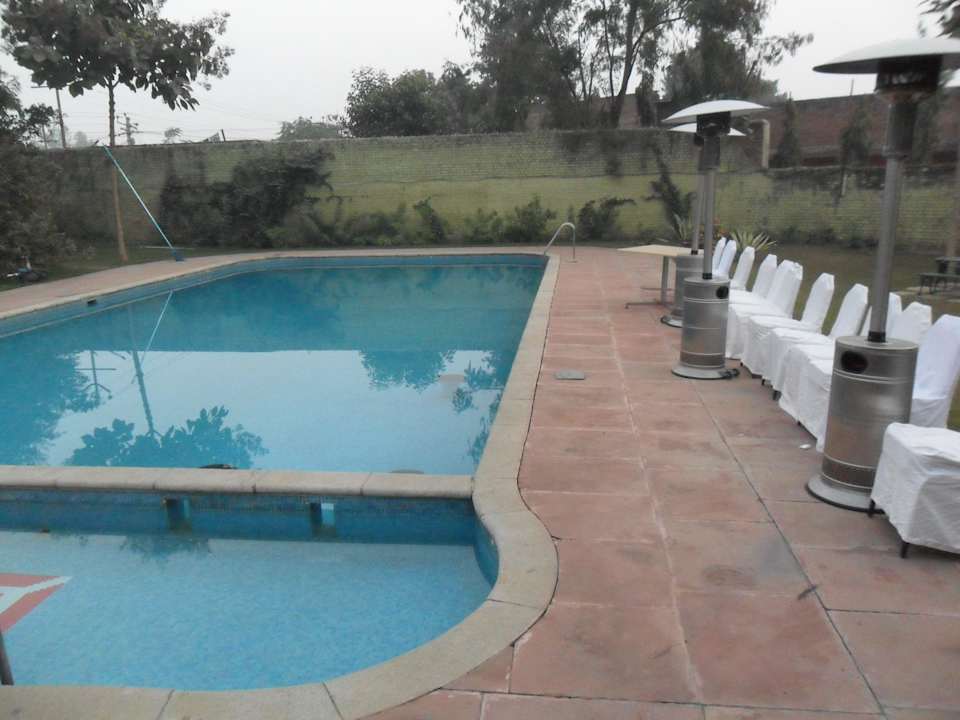 Pool mit Garten Hotel Radha Ashok