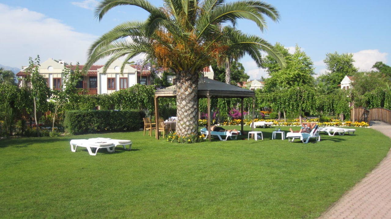 Liegewiese unter Palmen Club Tuana Fethiye