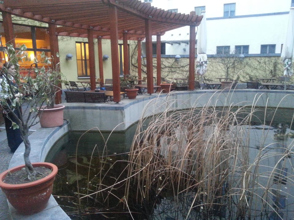 Aussenterrasse mit Teich Vienna House Easy by Wyndham Leipzig