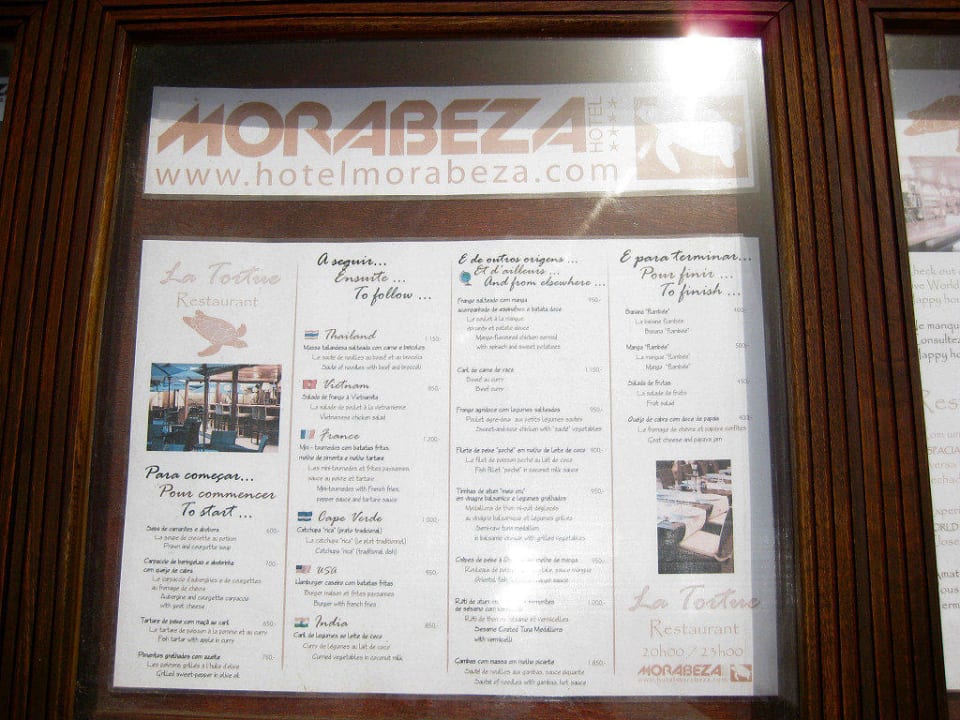 Hotel Morabeza - Speisekarte Hotel Morabeza