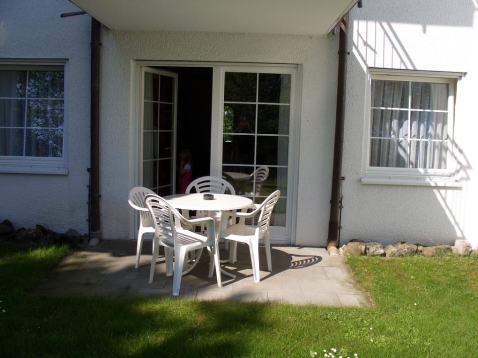 Blick auf die Terrasse Landhotel Alte Mühle