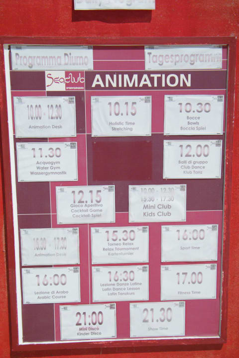 Animationsplan Hotel Gorgonia Beach Resort