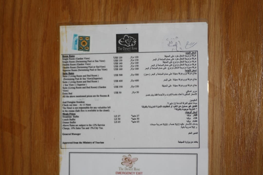 Cennik jeszcze większy niż 5 gwiazdek Desert Rose