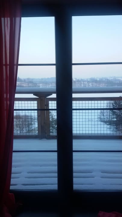 Widok z naszego okna Pension Hosteria na Mazurach