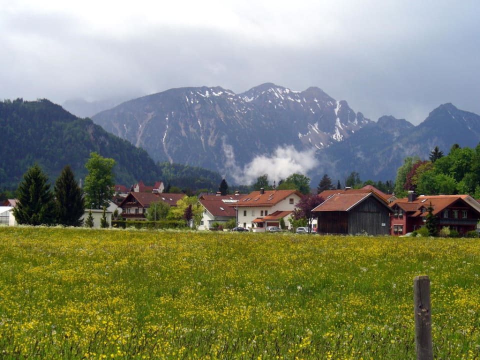 Aussicht vom Hotel in Richtung Füssen Stadt Hotel Sommer