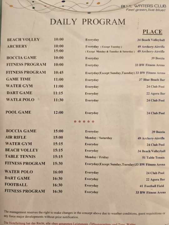 Sport & Freizeit Blue Waters Club