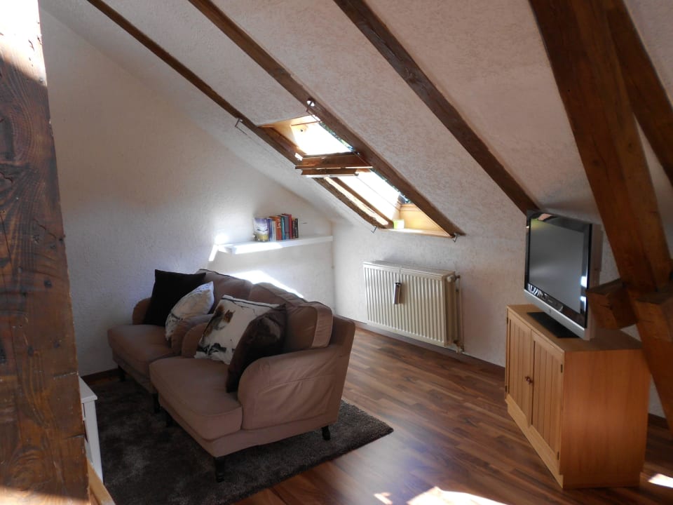 Wohnzimmer mit TV Anlage  Große Ferienwohnung in alter Villa