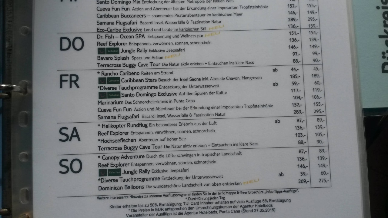 Ausflugspreise TUI Grand Palladium Punta Cana Resort & Spa