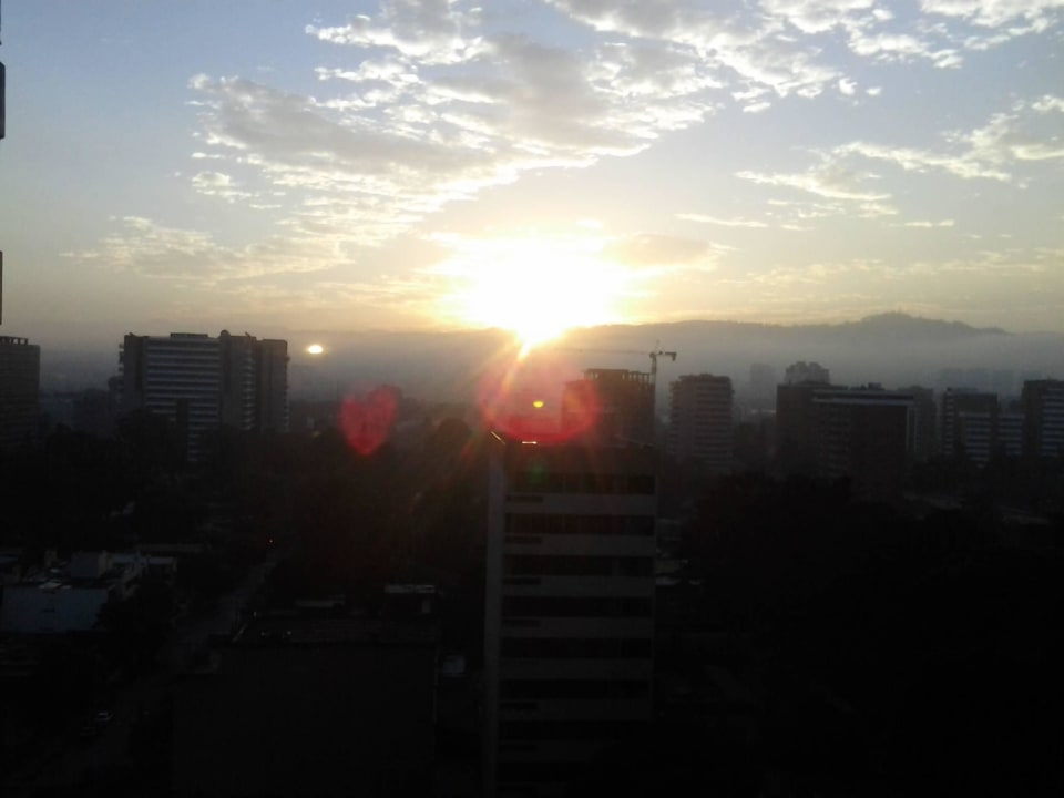 6:54 am sunrise from room 1501 Hotel Clarion Suites Guatemala City