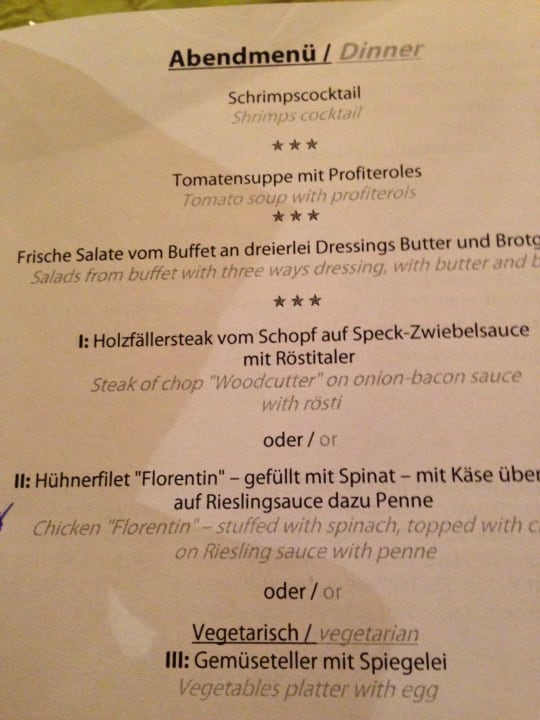 Essensauswahl Das Falkenstein