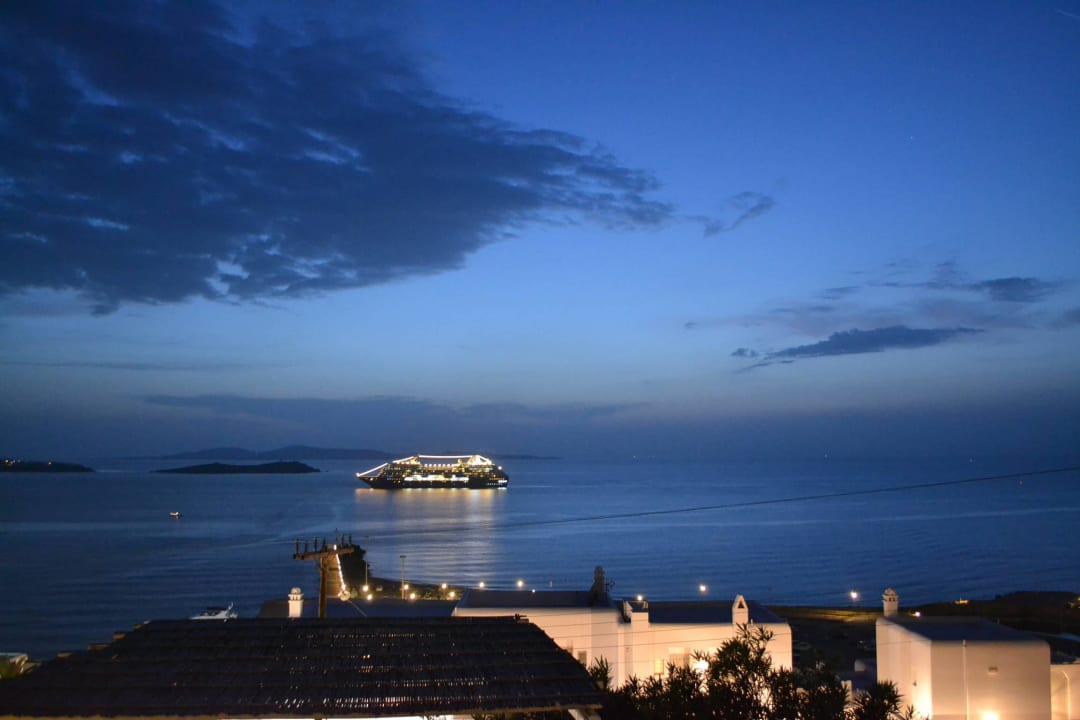 Aussicht vom Balkon am Abend Mykonos View Hotel