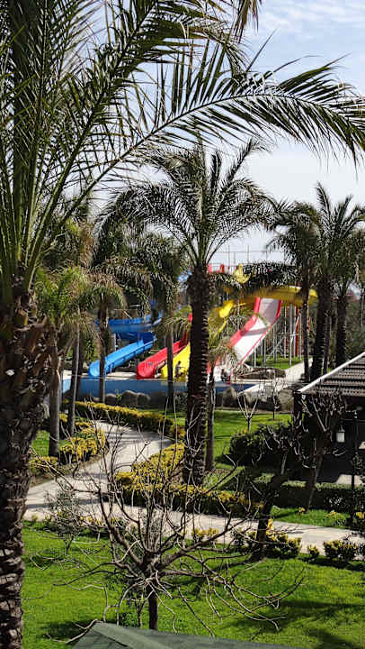Garten und Rutschen am Pool Sunis Kumköy Beach Resort Hotel & Spa
