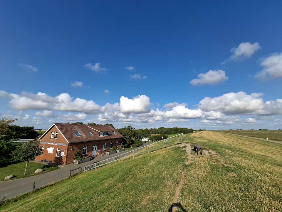 Außenansicht Ferienhaus Hemenswarft direkt an der Nordsee mit Meerblick