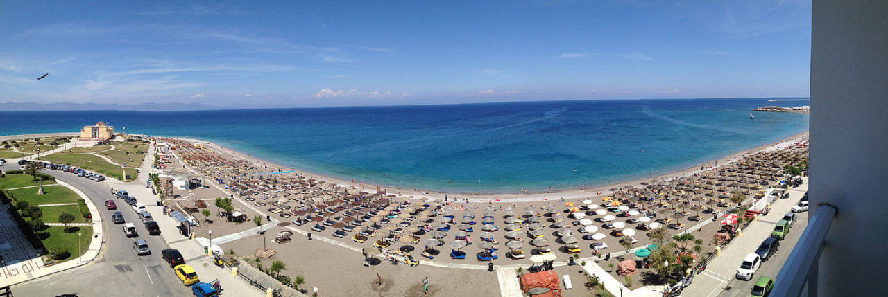 Blick auf den Badestrand Ibiscus Hotel Rhodos