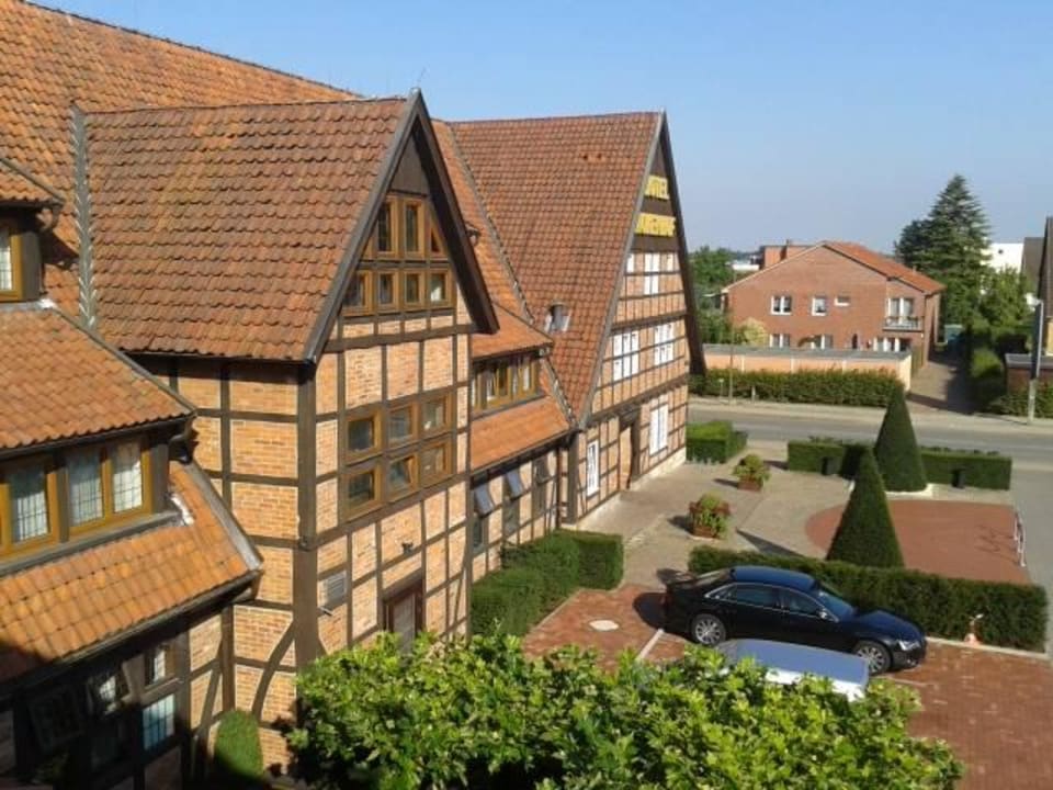 Blick aus dem Zimmer auf Eingang Hotel Kokenhof