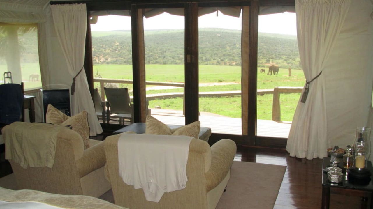 Blick vom Zelt Hotel Gorah Elephant Reserve