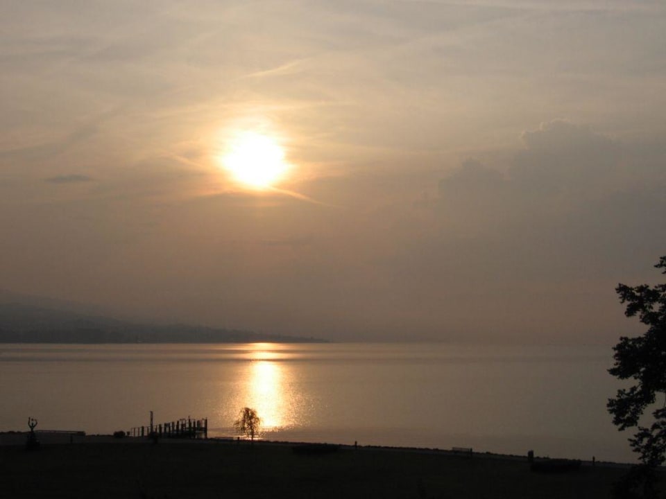 Widok z balkonu na j.genewskie Hostellerie du Debarcadère