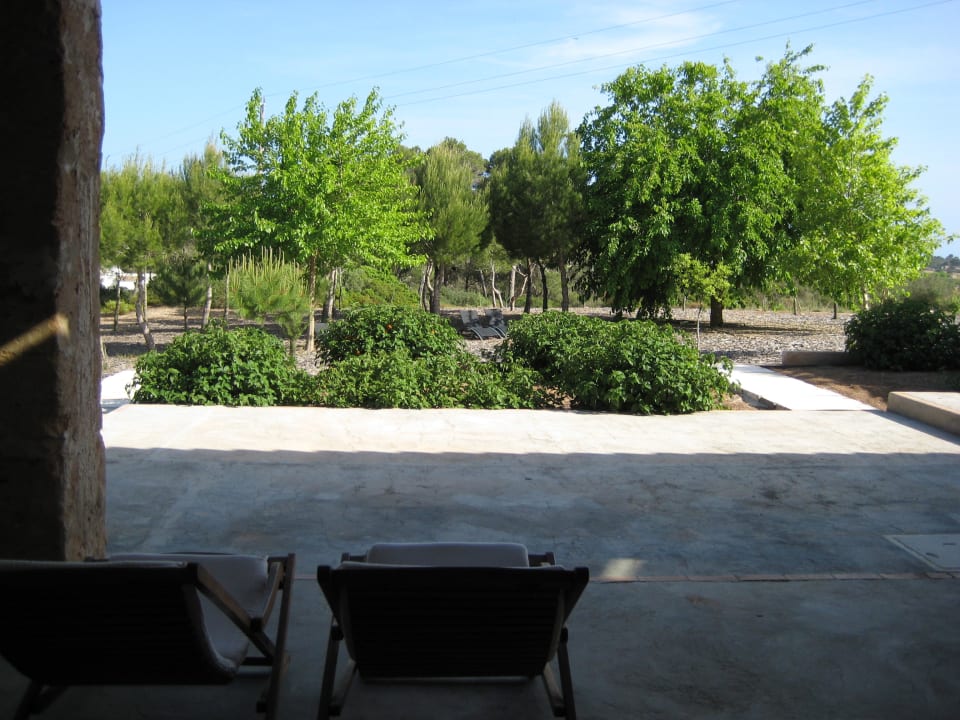 Blick von der Terrasse in den Garten Hotel Ses Arenes