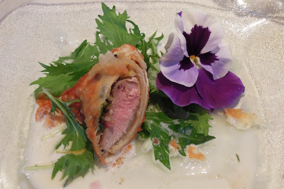 Wachtelbrust im Strudelblatt auf Ingwerschaum Wellnesshotel Forsthaus Auerhahn