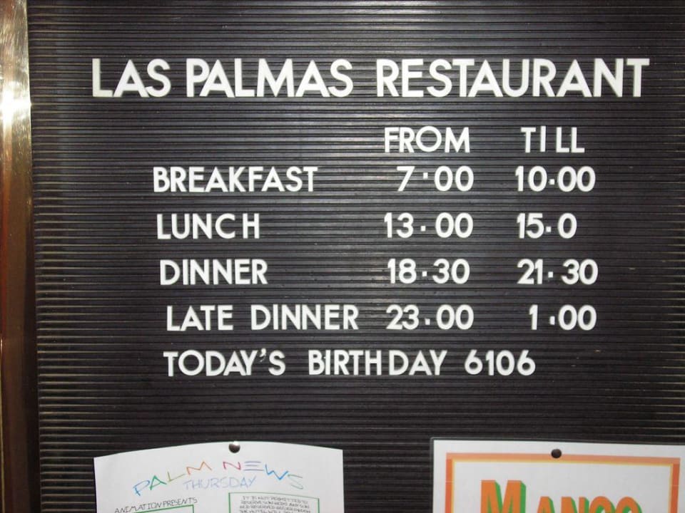 Essenzeiten im Hauptrestaurant Las Palmas Palm Beach Resort