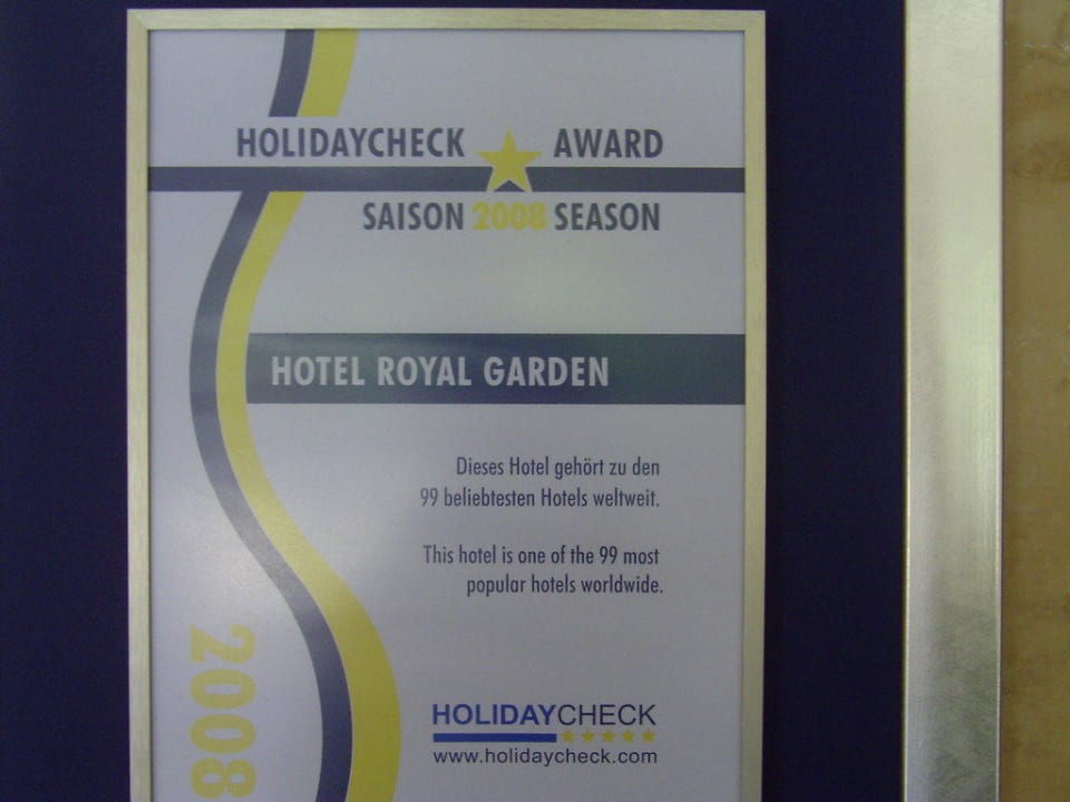 Auszeichnung des Hotels Hotel Royal Garden Beach
