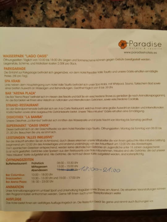 Infomaterial Hotel LIVVO Lago Taurito