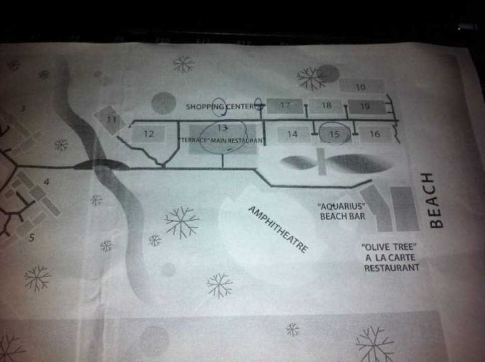 Mapa, czesć od strony plaży Sandy Beach Resort