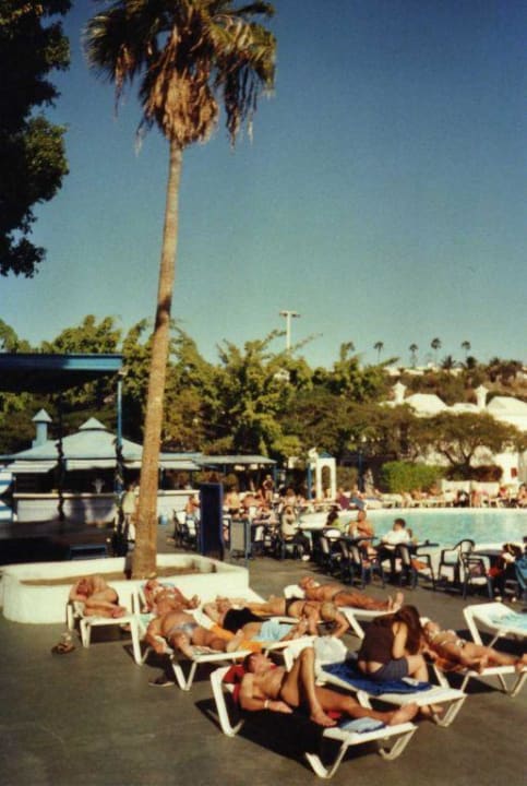 Blick zum Pool Hotel Bungalows Duna Flor