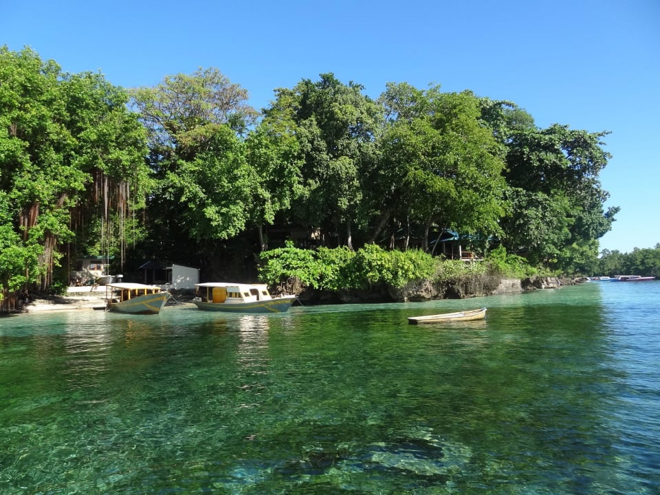 Strand vom Meer aus,die Bungalows liegen versteckt Hotel Seabreeze