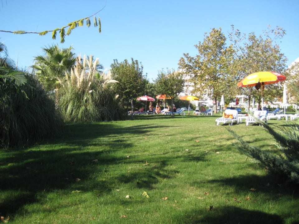 Sonnenbad in der parkähnlichen Gartenanlage Trendy Aspendos Beach Hotel