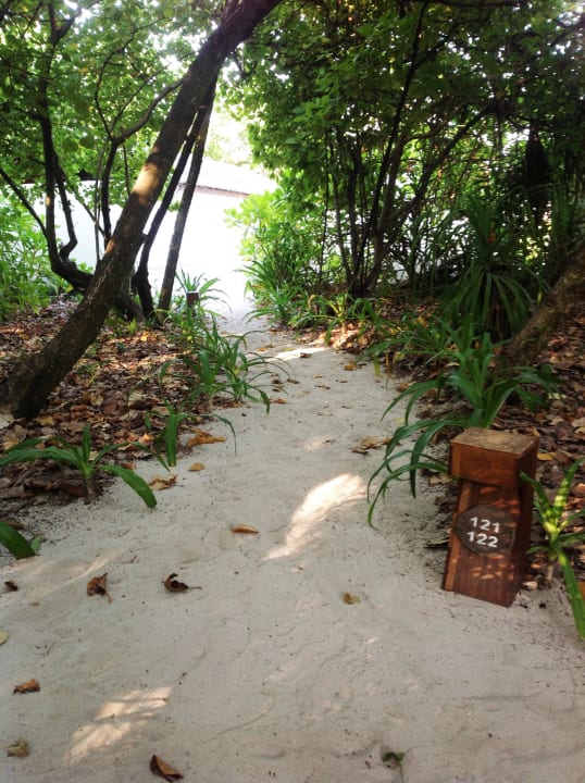 Weg zu den Villen vom Inselinneren Reethi Beach Resort