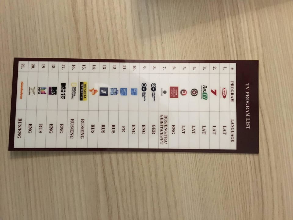 TV-Auswahl Radisson Hotel Old Town Riga