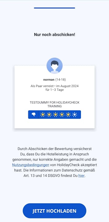 Gastro Testdummy for HolidayCheck Training