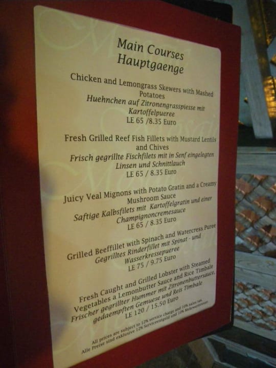 Speisekarte Spezialitätenrestaurant Radisson Blu Resort, El Quseir