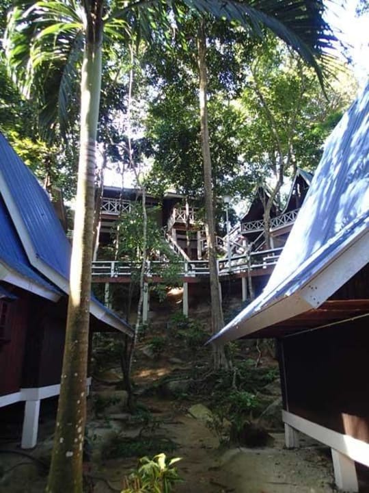 Blick zu den Hill View Bungalows Hotel Coral View Island Resort