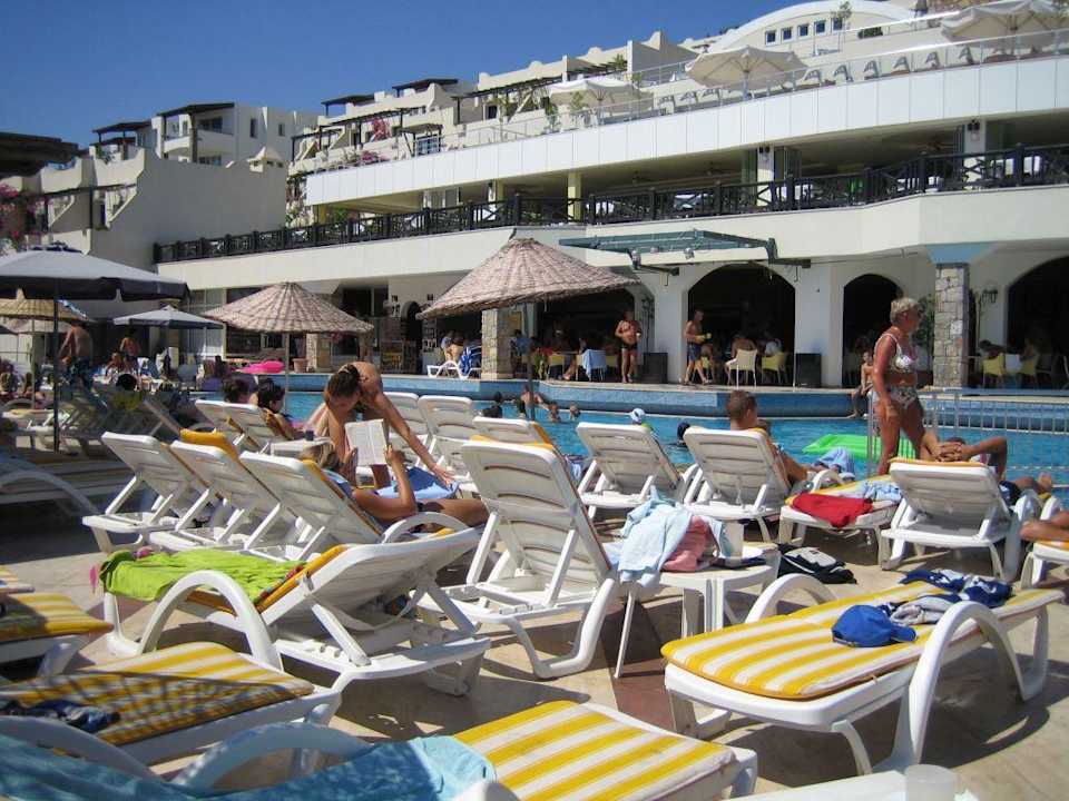 Blick vom Pool aufs Hotel Forever Club