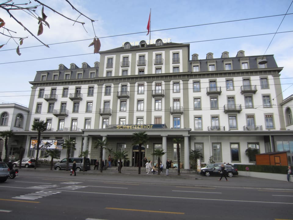 Eingangsbereich mit Palmen Hotel Schweizerhof Luzern